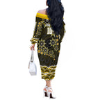 Personalized Richmond Tigers Off The Shoulder Long Sleeve Dress Aboriginal Dot Art - Dreamtime Football Mascot