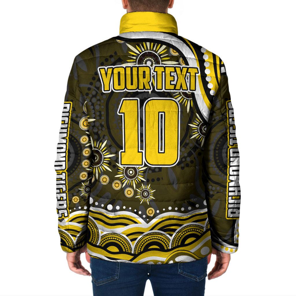 Personalized Richmond Tigers Padded Jacket Aboriginal Dot Art - Dreamtime Football Mascot