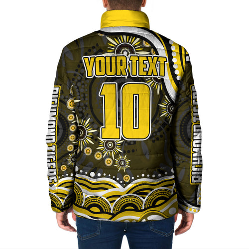 Personalized Richmond Tigers Padded Jacket Aboriginal Dot Art - Dreamtime Football Mascot