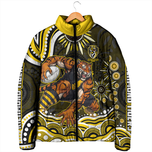 Personalized Richmond Tigers Padded Jacket Aboriginal Dot Art - Dreamtime Football Mascot