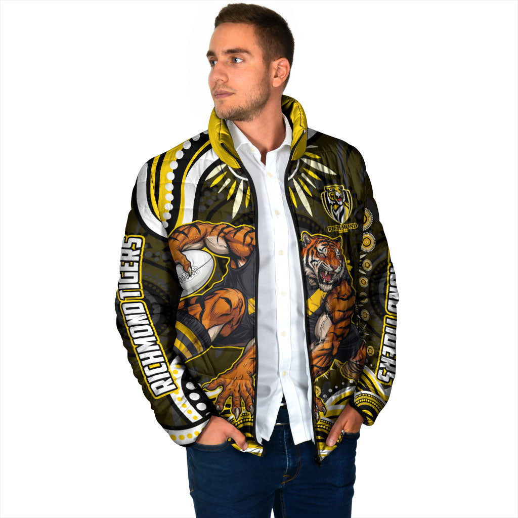 Personalized Richmond Tigers Padded Jacket Aboriginal Dot Art - Dreamtime Football Mascot