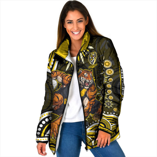 Personalized Richmond Tigers Padded Jacket Aboriginal Dot Art - Dreamtime Football Mascot
