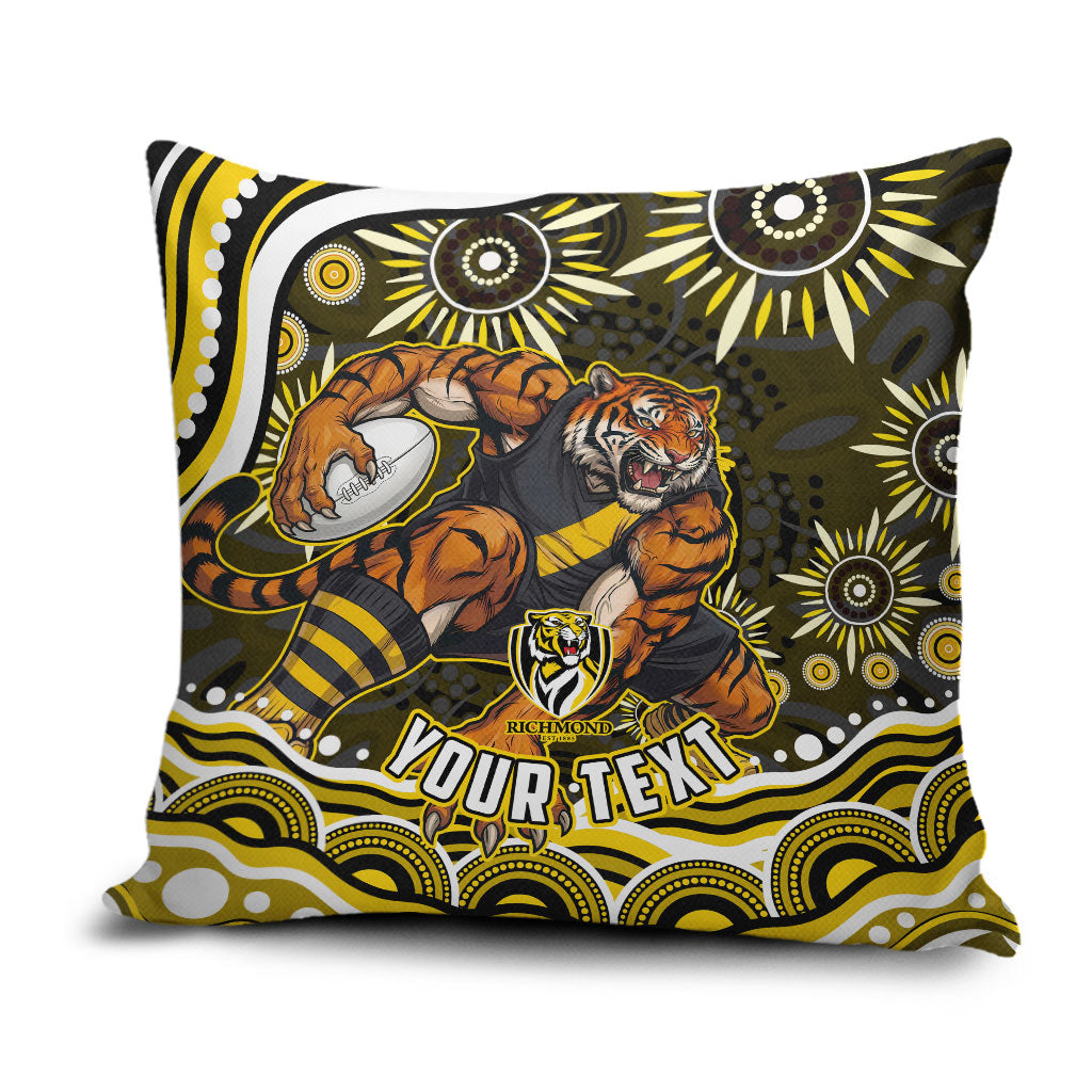Personalized Richmond Tigers Pillow Cover Aboriginal Dot Art - Dreamtime Football Mascot