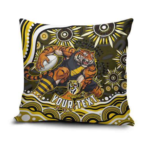 Personalized Richmond Tigers Pillow Cover Aboriginal Dot Art - Dreamtime Football Mascot
