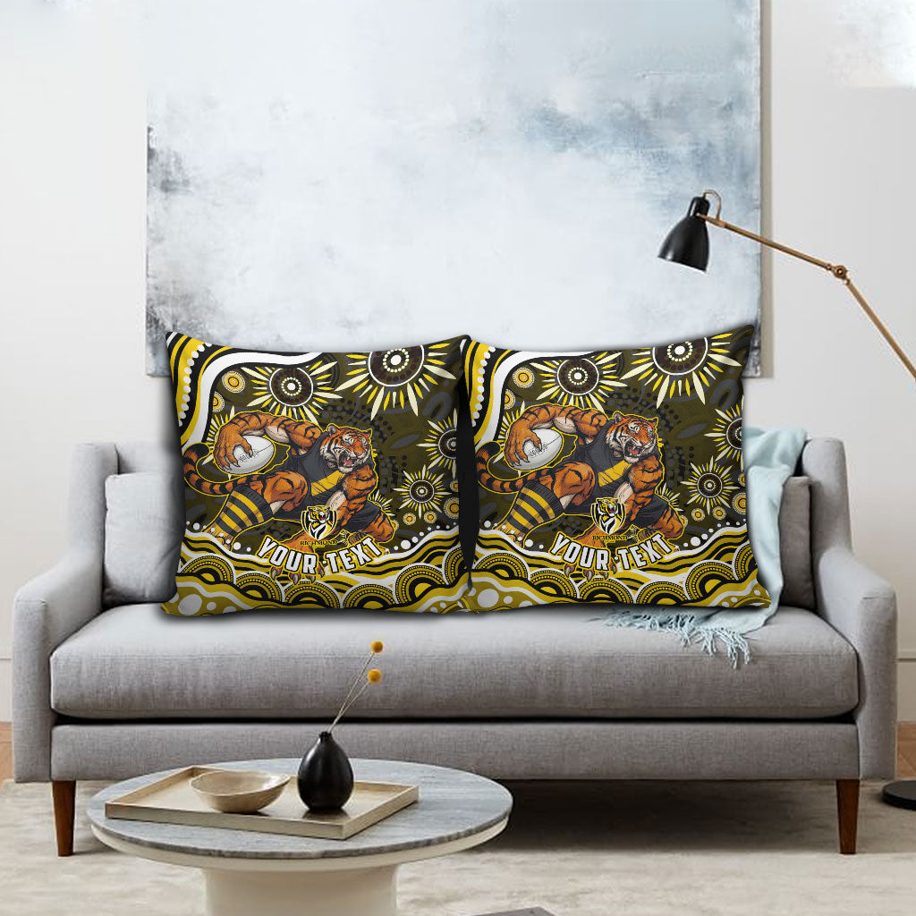 Personalized Richmond Tigers Pillow Cover Aboriginal Dot Art - Dreamtime Football Mascot