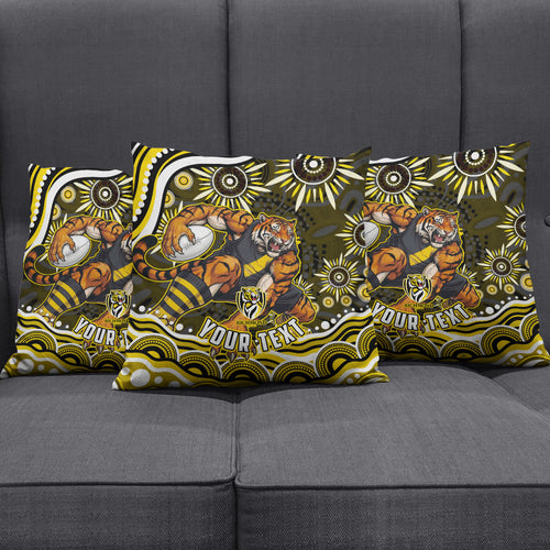 Personalized Richmond Tigers Pillow Cover Aboriginal Dot Art - Dreamtime Football Mascot