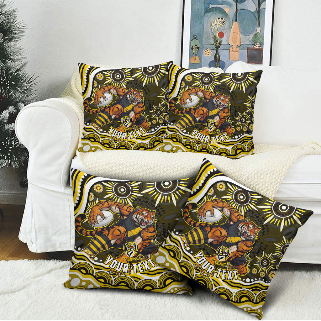 Personalized Richmond Tigers Pillow Cover Aboriginal Dot Art - Dreamtime Football Mascot