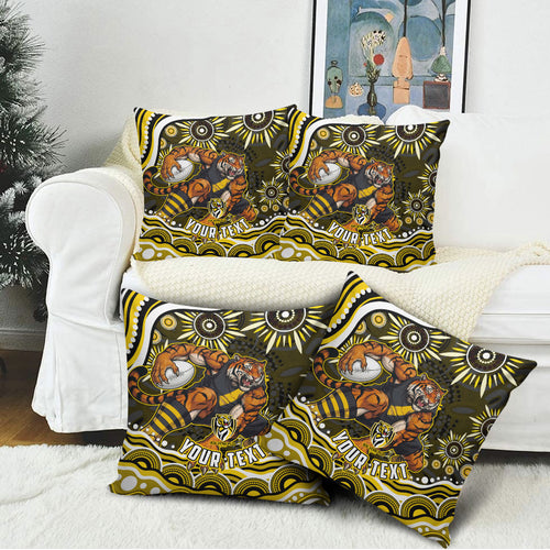 Personalized Richmond Tigers Pillow Cover Aboriginal Dot Art - Dreamtime Football Mascot