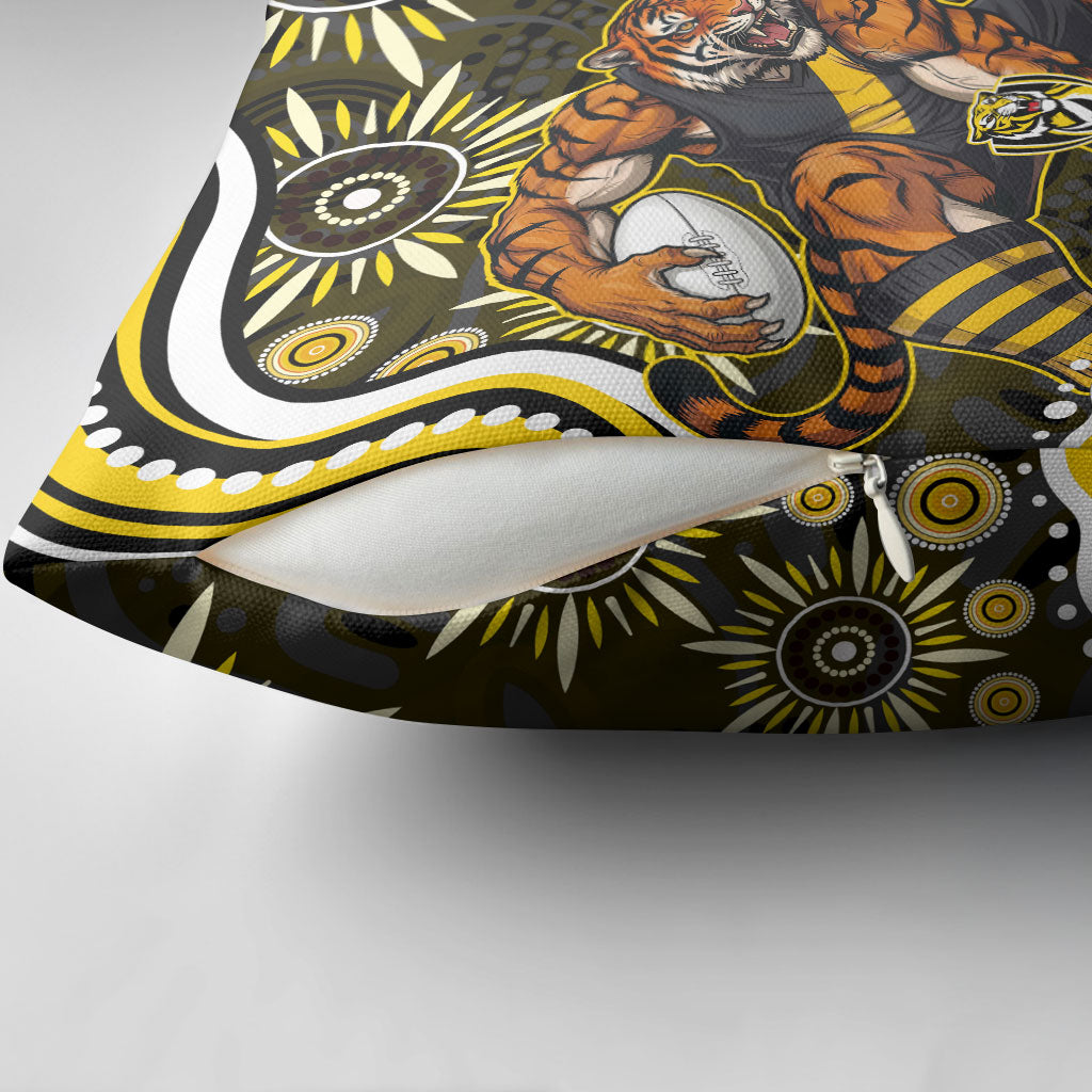 Personalized Richmond Tigers Pillow Cover Aboriginal Dot Art - Dreamtime Football Mascot
