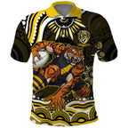 Personalized Richmond Tigers Polo Shirt Aboriginal Dot Art - Dreamtime Football Mascot