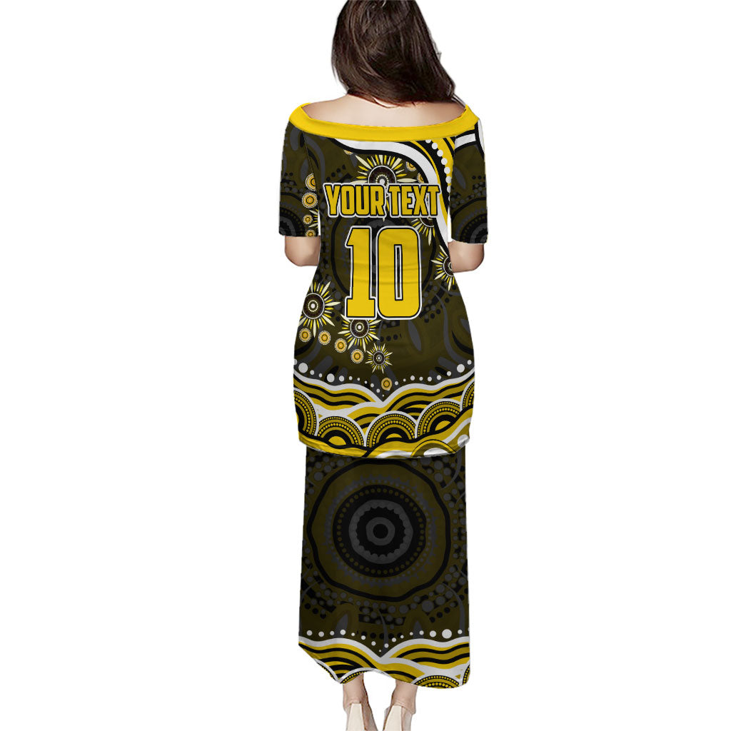 Personalized Richmond Tigers Puletasi Aboriginal Dot Art - Dreamtime Football Mascot