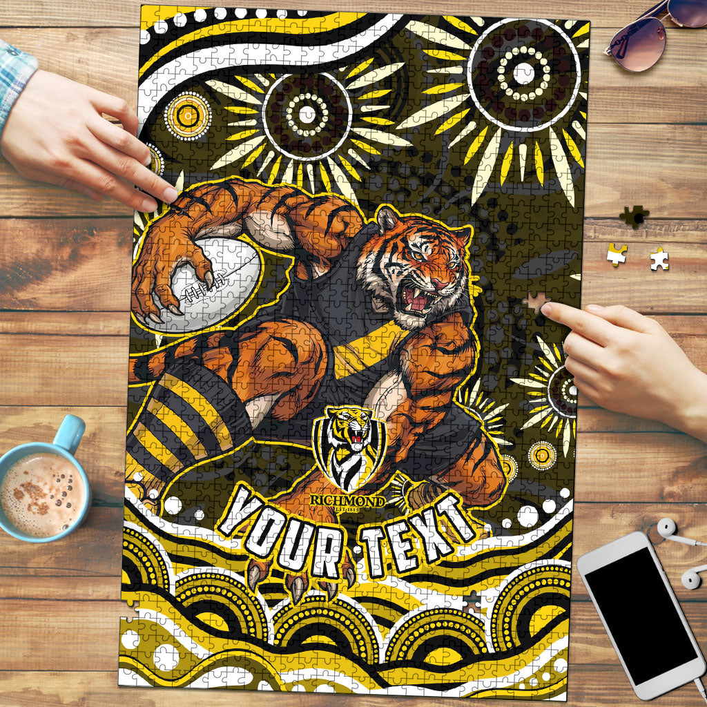 Personalized Richmond Tigers Puzzle Aboriginal Dot Art - Dreamtime Football Mascot
