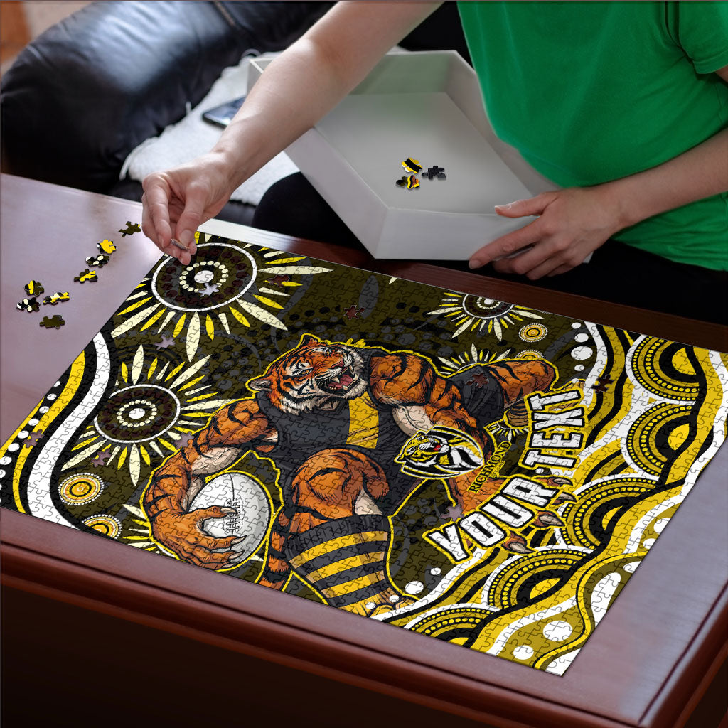Personalized Richmond Tigers Puzzle Aboriginal Dot Art - Dreamtime Football Mascot