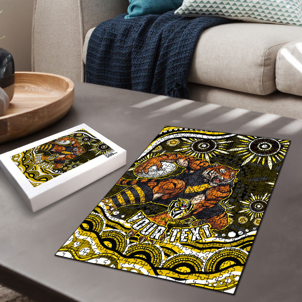 Personalized Richmond Tigers Puzzle Aboriginal Dot Art - Dreamtime Football Mascot