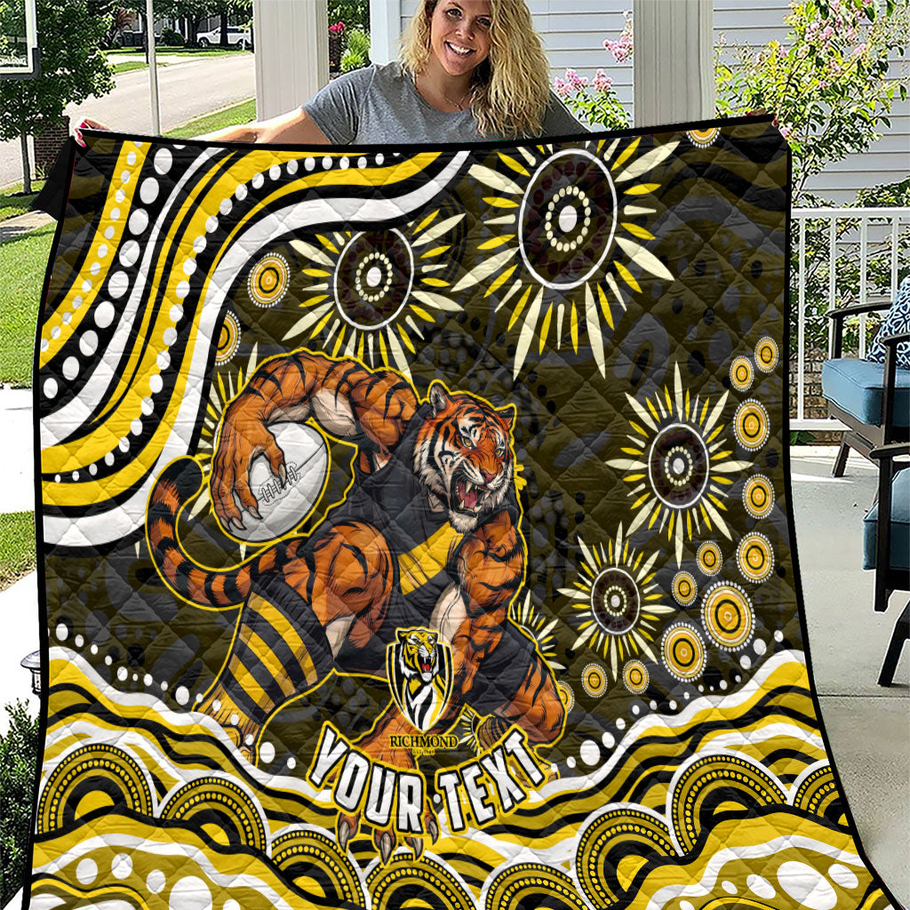 Personalized Richmond Tigers Quilt Aboriginal Dot Art - Dreamtime Football Mascot
