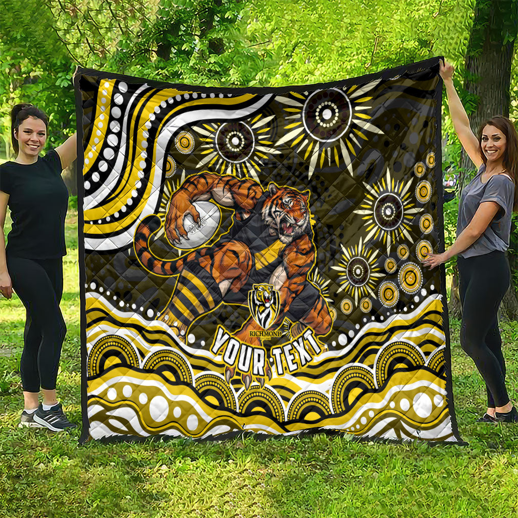 Personalized Richmond Tigers Quilt Aboriginal Dot Art - Dreamtime Football Mascot