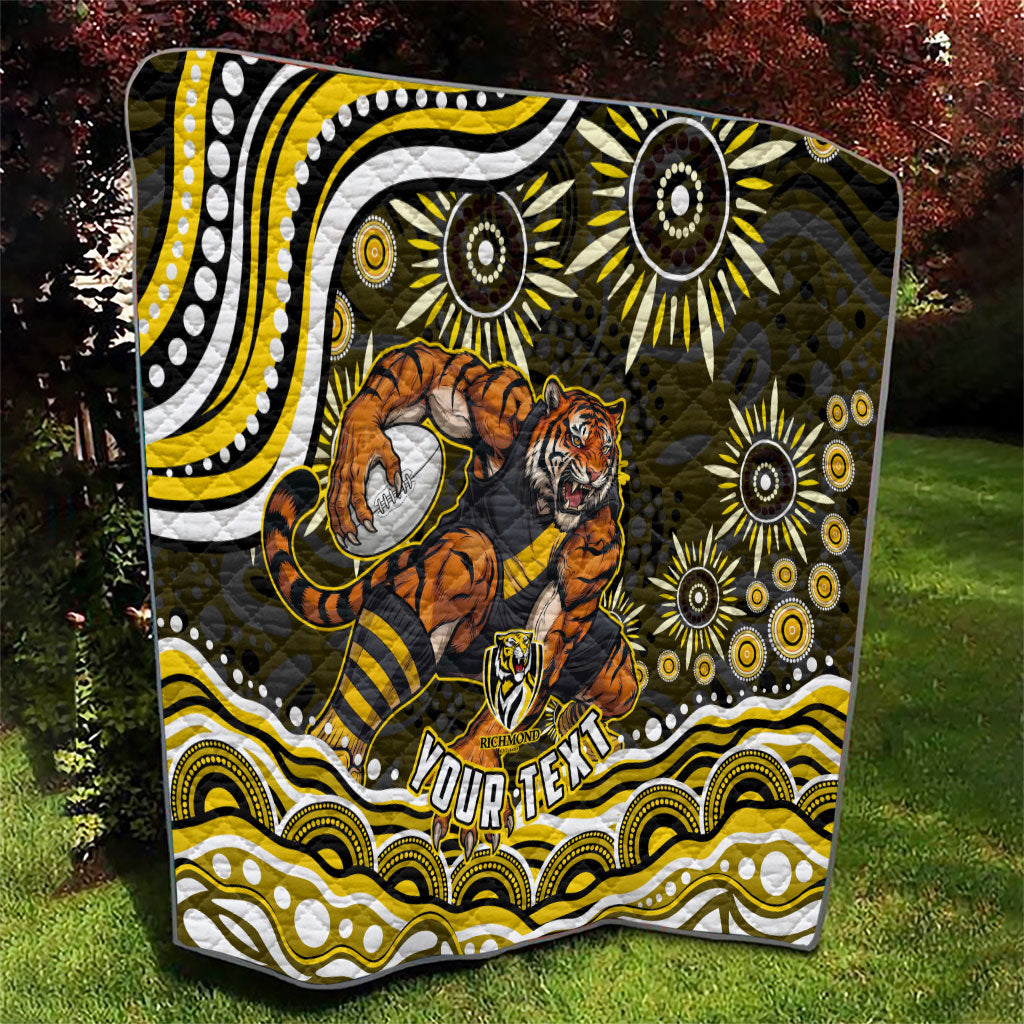 Personalized Richmond Tigers Quilt Aboriginal Dot Art - Dreamtime Football Mascot
