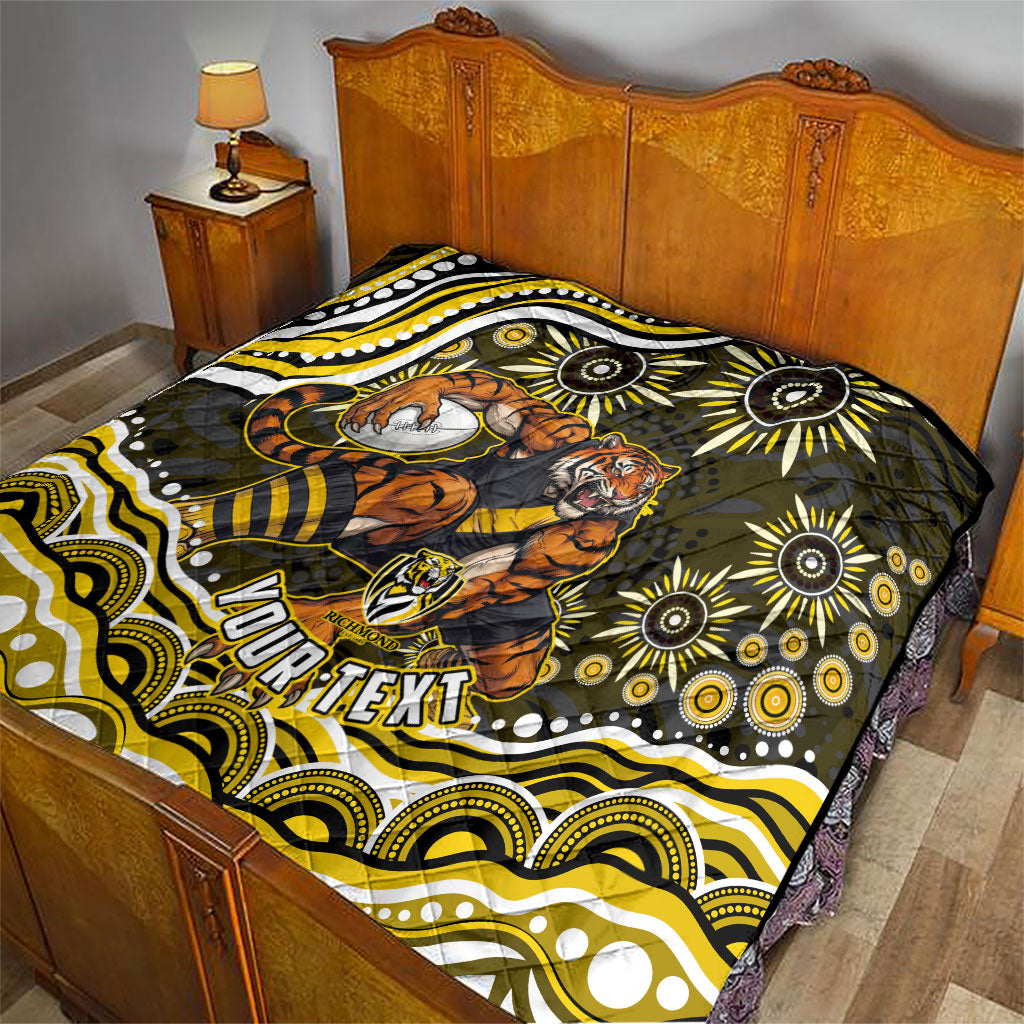 Personalized Richmond Tigers Quilt Aboriginal Dot Art - Dreamtime Football Mascot