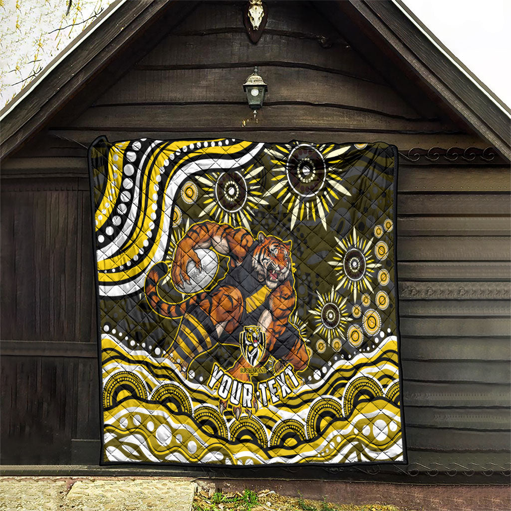 Personalized Richmond Tigers Quilt Aboriginal Dot Art - Dreamtime Football Mascot