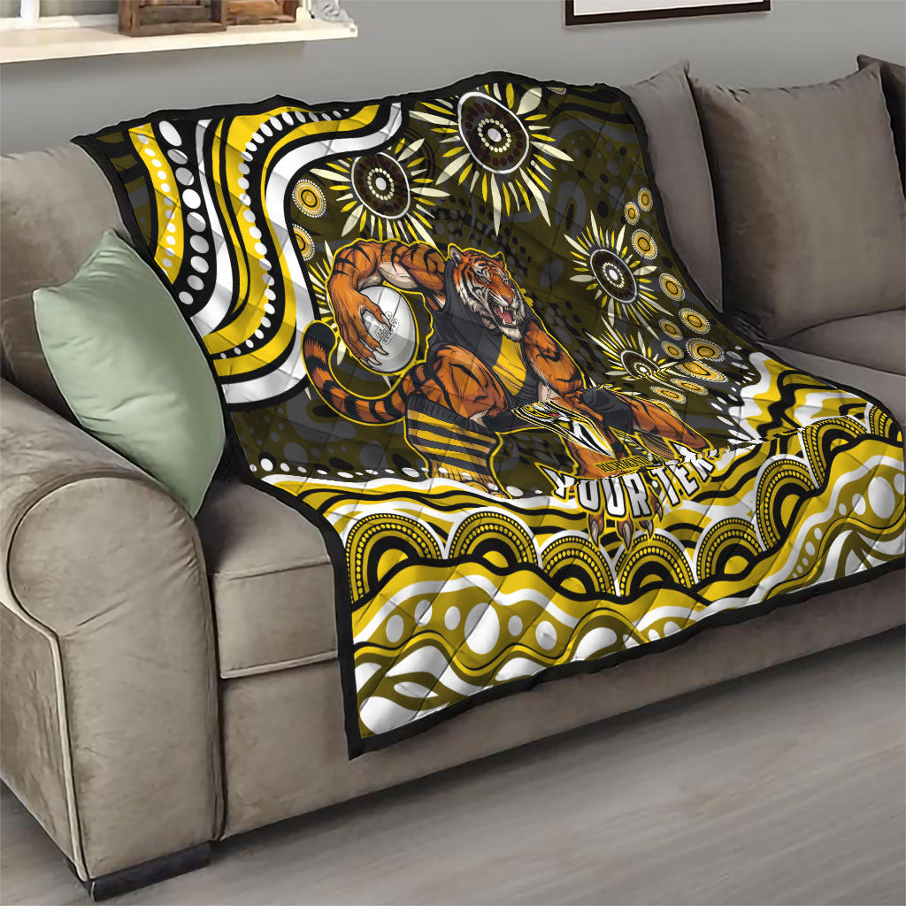 Personalized Richmond Tigers Quilt Aboriginal Dot Art - Dreamtime Football Mascot