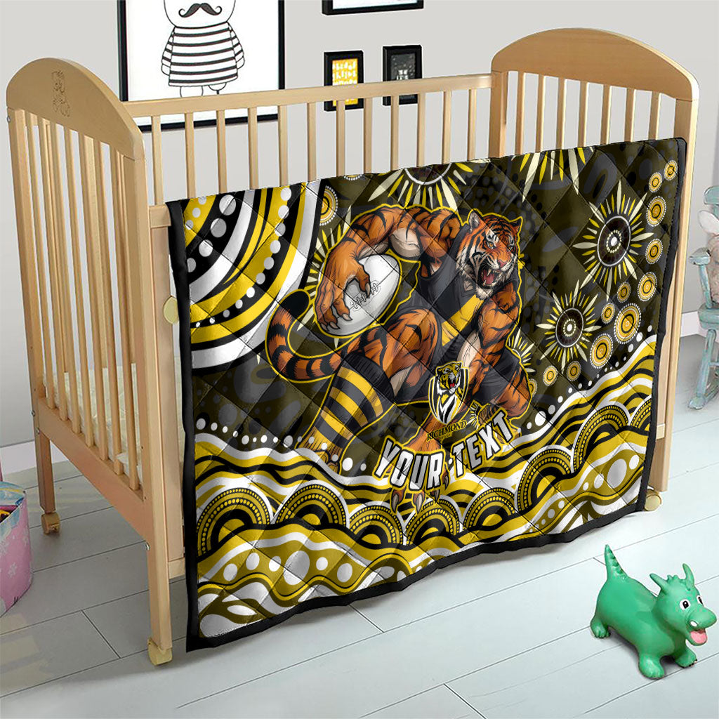 Personalized Richmond Tigers Quilt Aboriginal Dot Art - Dreamtime Football Mascot