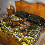 Personalized Richmond Tigers Quilt Bed Set Aboriginal Dot Art - Dreamtime Football Mascot