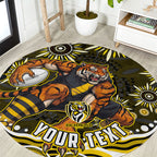 Personalized Richmond Tigers Round Carpet Aboriginal Dot Art - Dreamtime Football Mascot