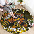 Personalized Richmond Tigers Round Carpet Aboriginal Dot Art - Dreamtime Football Mascot