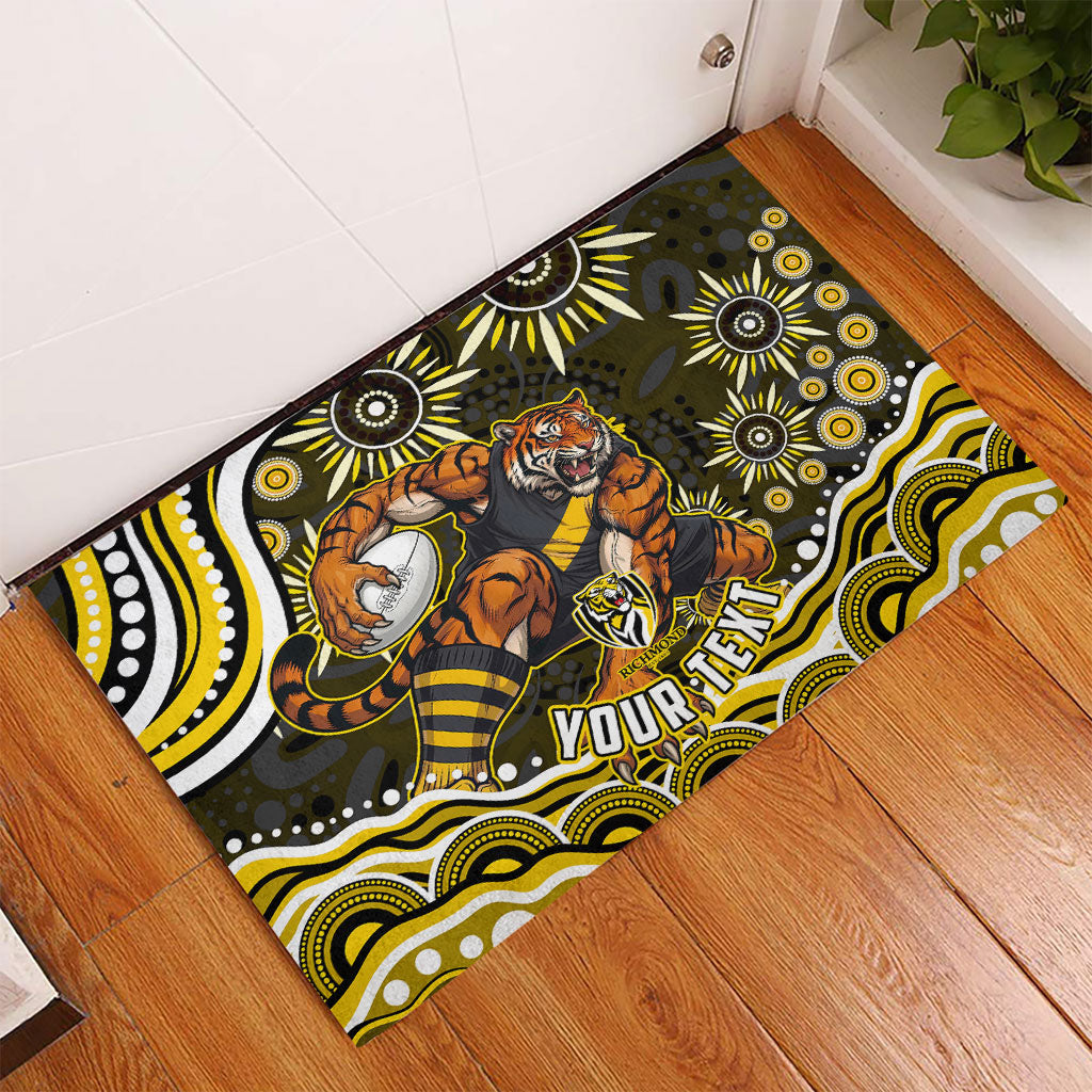 Personalized Richmond Tigers Rubber Doormat Aboriginal Dot Art - Dreamtime Football Mascot