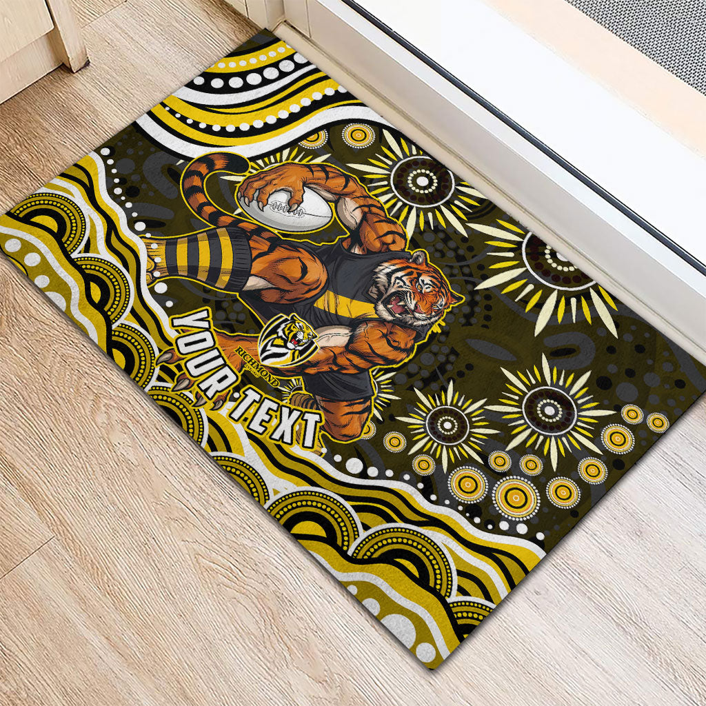 Personalized Richmond Tigers Rubber Doormat Aboriginal Dot Art - Dreamtime Football Mascot