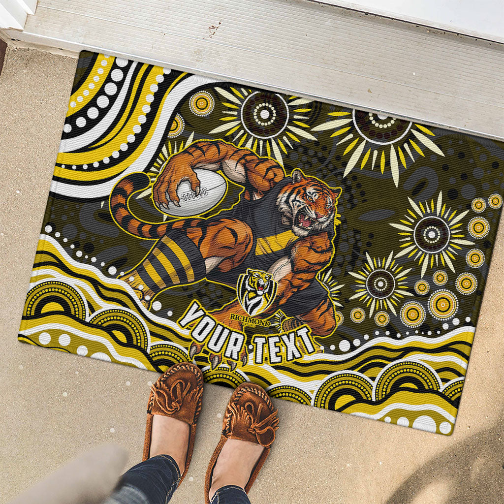 Personalized Richmond Tigers Rubber Doormat Aboriginal Dot Art - Dreamtime Football Mascot