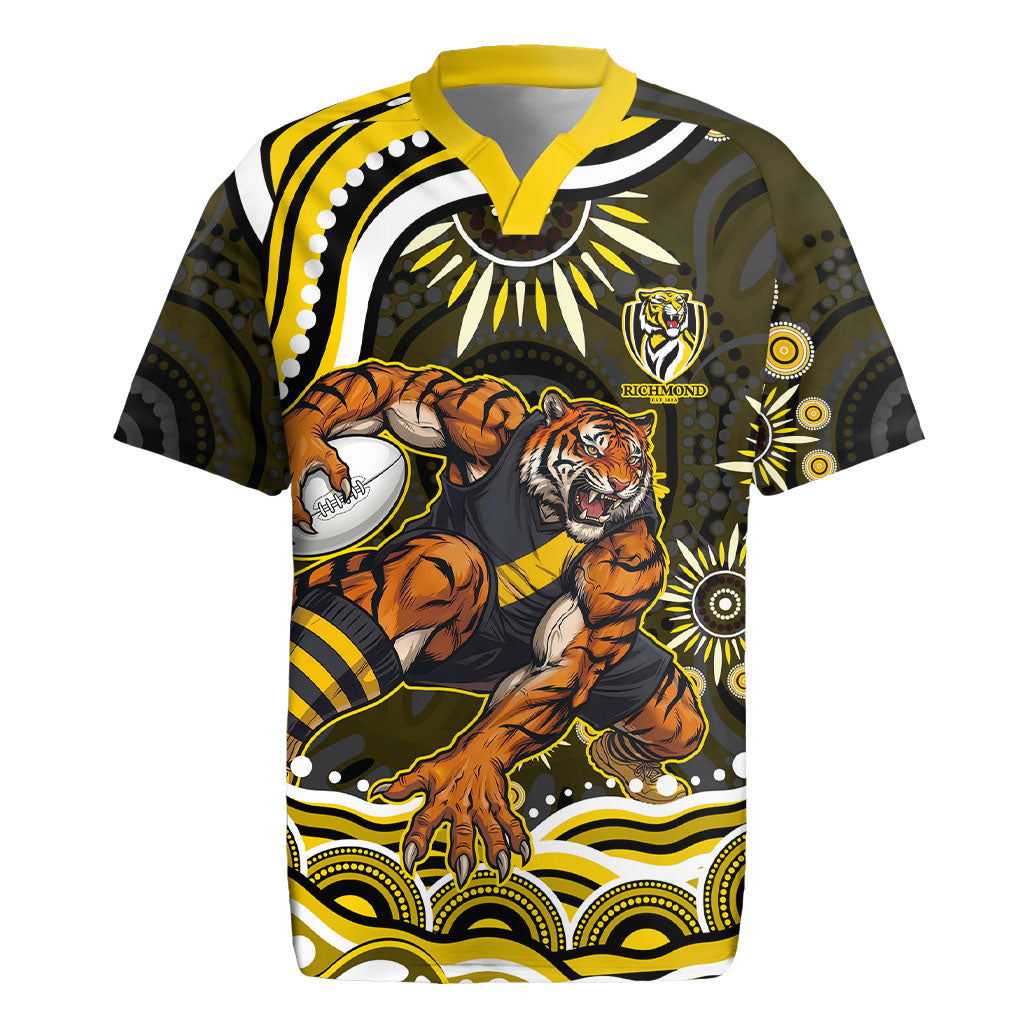 Personalized Richmond Tigers Rugby Jersey Aboriginal Dot Art - Dreamtime Football Mascot