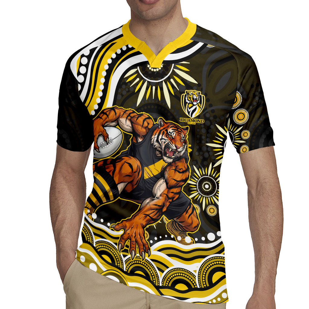 Personalized Richmond Tigers Rugby Jersey Aboriginal Dot Art - Dreamtime Football Mascot