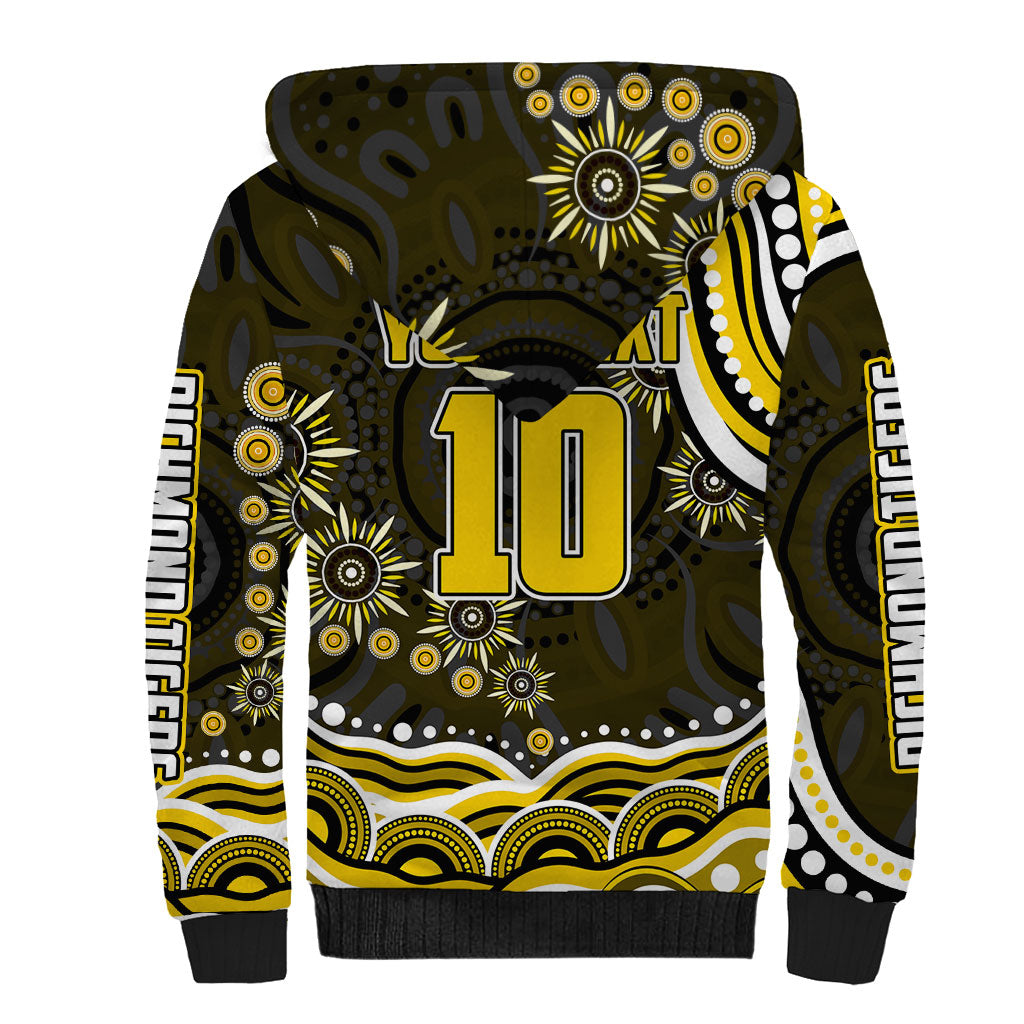 Personalized Richmond Tigers Sherpa Hoodie Aboriginal Dot Art - Dreamtime Football Mascot