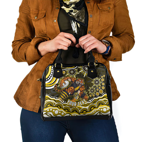 Personalized Richmond Tigers Shoulder Handbag Aboriginal Dot Art - Dreamtime Football Mascot