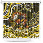 Personalized Richmond Tigers Shower Curtain Aboriginal Dot Art - Dreamtime Football Mascot