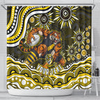 Personalized Richmond Tigers Shower Curtain Aboriginal Dot Art - Dreamtime Football Mascot