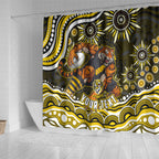 Personalized Richmond Tigers Shower Curtain Aboriginal Dot Art - Dreamtime Football Mascot