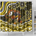 Personalized Richmond Tigers Shower Curtain Aboriginal Dot Art - Dreamtime Football Mascot