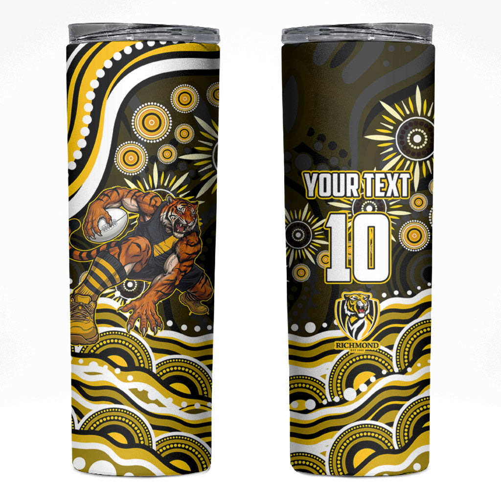 Personalized Richmond Tigers Skinny Tumbler Aboriginal Dot Art - Dreamtime Football Mascot