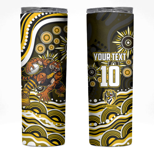 Personalized Richmond Tigers Skinny Tumbler Aboriginal Dot Art - Dreamtime Football Mascot