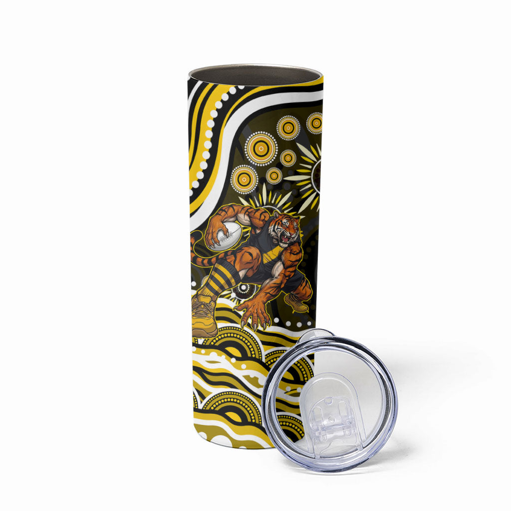 Personalized Richmond Tigers Skinny Tumbler Aboriginal Dot Art - Dreamtime Football Mascot