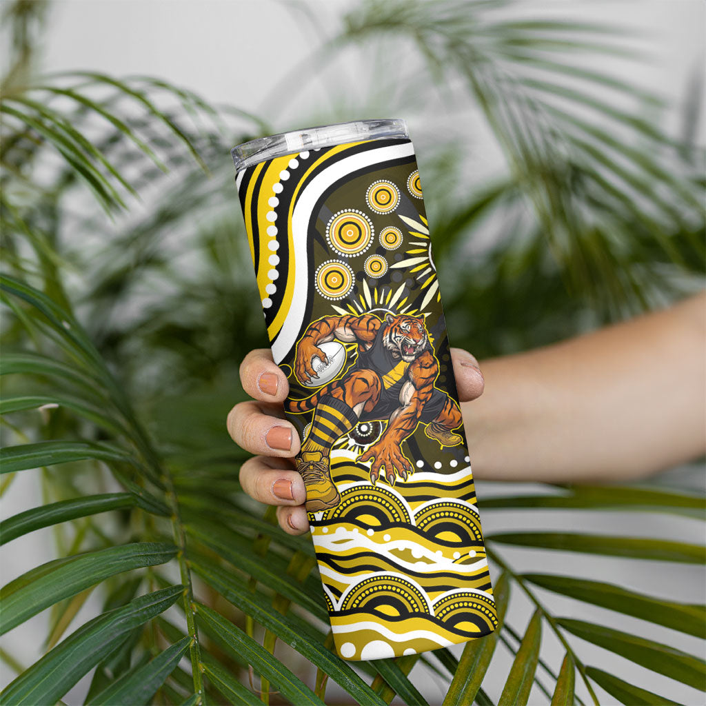 Personalized Richmond Tigers Skinny Tumbler Aboriginal Dot Art - Dreamtime Football Mascot