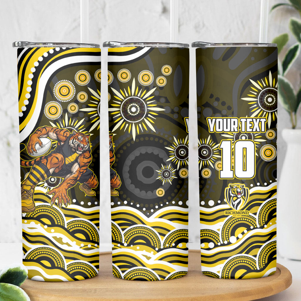 Personalized Richmond Tigers Skinny Tumbler Aboriginal Dot Art - Dreamtime Football Mascot