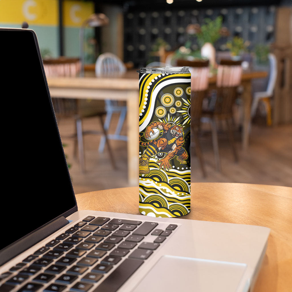 Personalized Richmond Tigers Skinny Tumbler Aboriginal Dot Art - Dreamtime Football Mascot