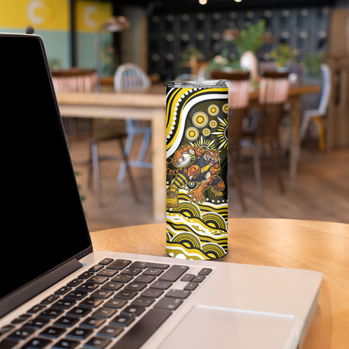 Personalized Richmond Tigers Skinny Tumbler Aboriginal Dot Art - Dreamtime Football Mascot