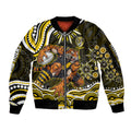 Personalized Richmond Tigers Sleeve Zip Bomber Jacket Aboriginal Dot Art - Dreamtime Football Mascot