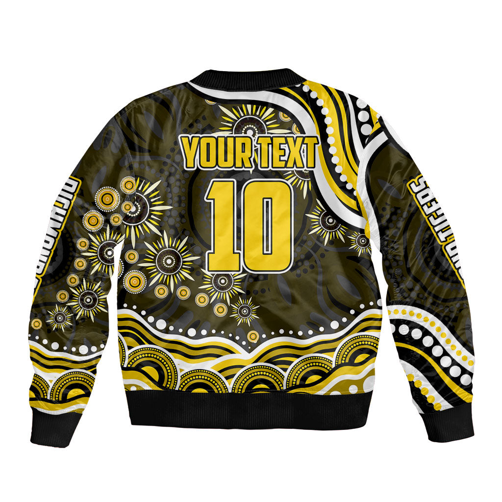 Personalized Richmond Tigers Sleeve Zip Bomber Jacket Aboriginal Dot Art - Dreamtime Football Mascot