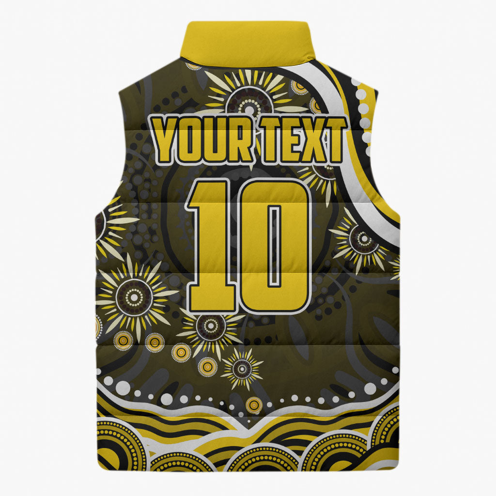 Personalized Richmond Tigers Sleeveless Puffer Jacket Aboriginal Dot Art - Dreamtime Football Mascot