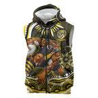 Personalized Richmond Tigers Sleeveless Zip Hoodie Aboriginal Dot Art - Dreamtime Football Mascot